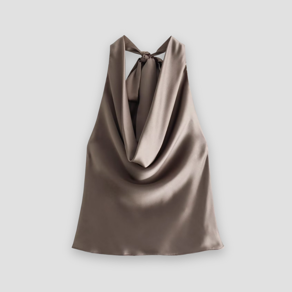 Women's Flowy Satin Halter Neck Tank Tops - VibreMode