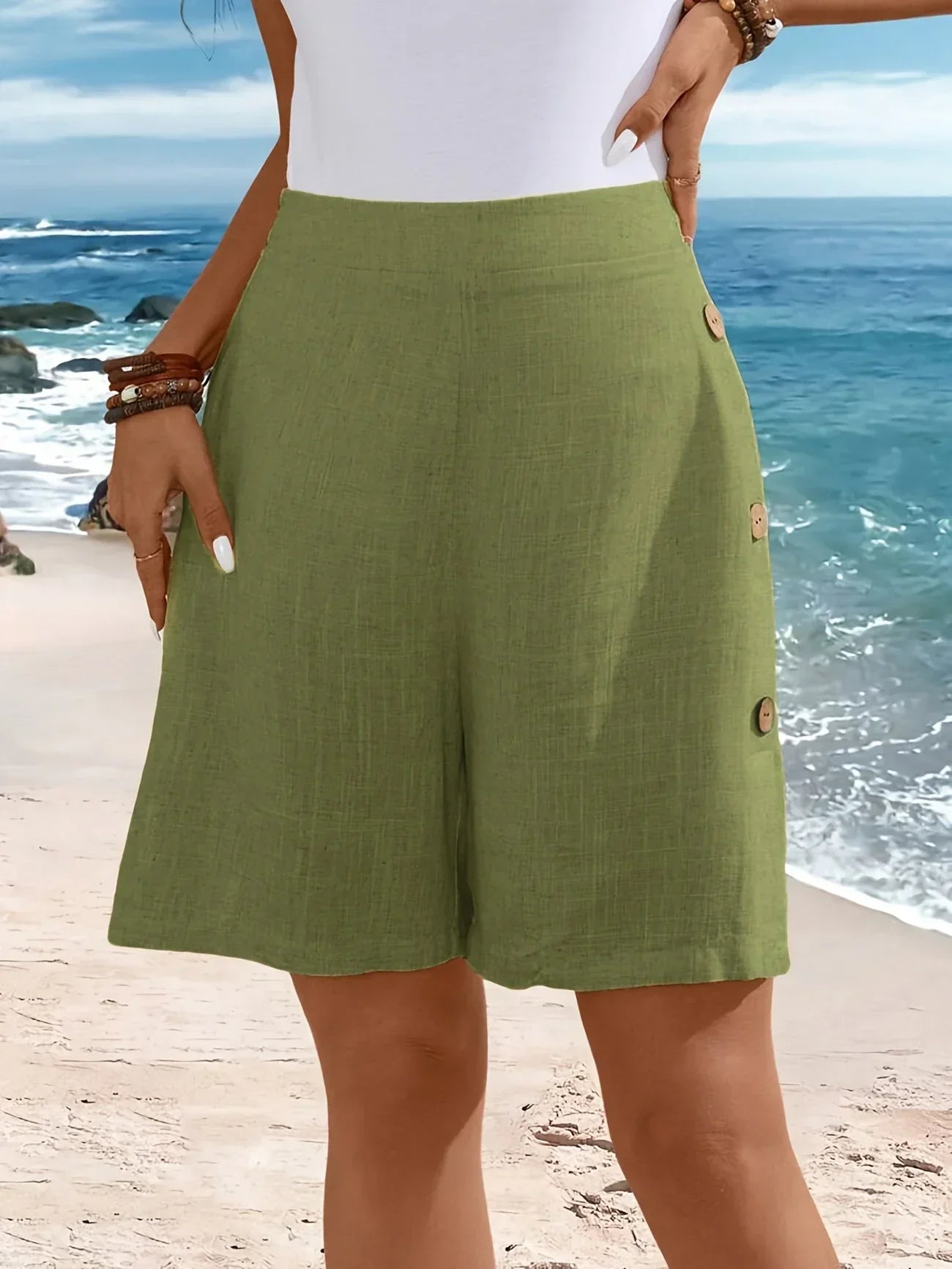 Relaxed Fit Button Fly Shorts