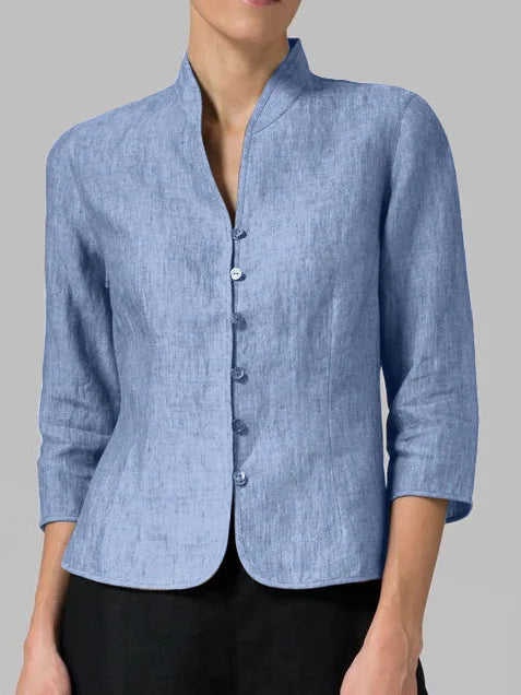 Women's Linen Blazer Elegant Beige - VibreMode