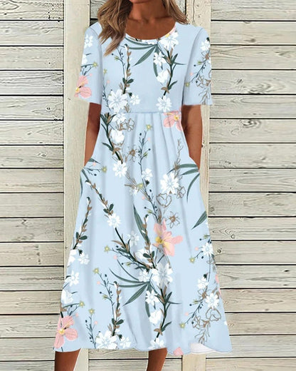 Women's Round Neck Dress Waist Accent - VibreMode
