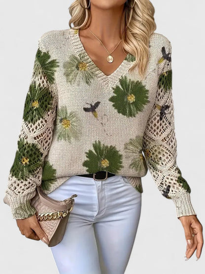Elegant Women's Floral Pattern Sweater