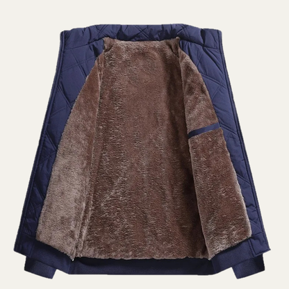 Men's Cotton Diamond Pattern Coat Warm Stand Collar
