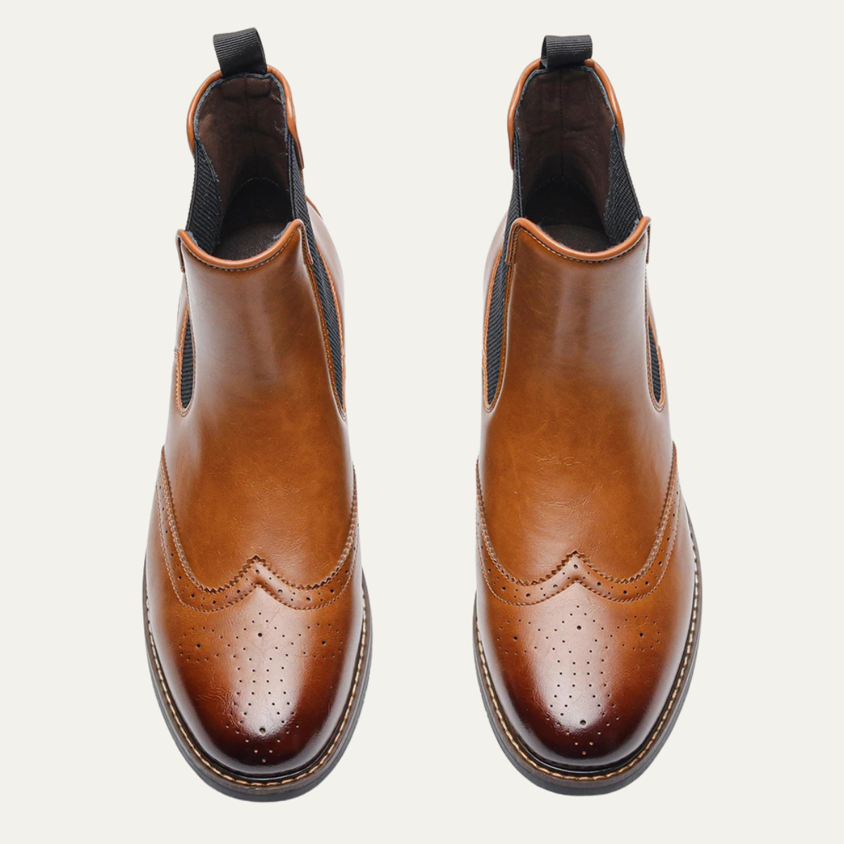 Men's Leather Chelsea Boots Elastic Sides Brown