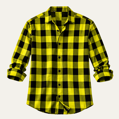 Men's Plaid Button-Up Shirt - VibreMode