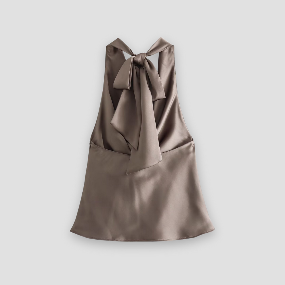 Women's Flowy Satin Halter Neck Tank Tops