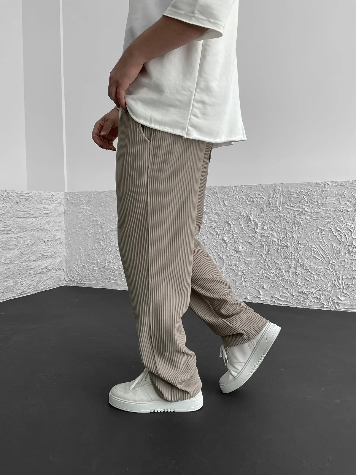 Men's Wide Leg Lounge Pants Vertical Stripe