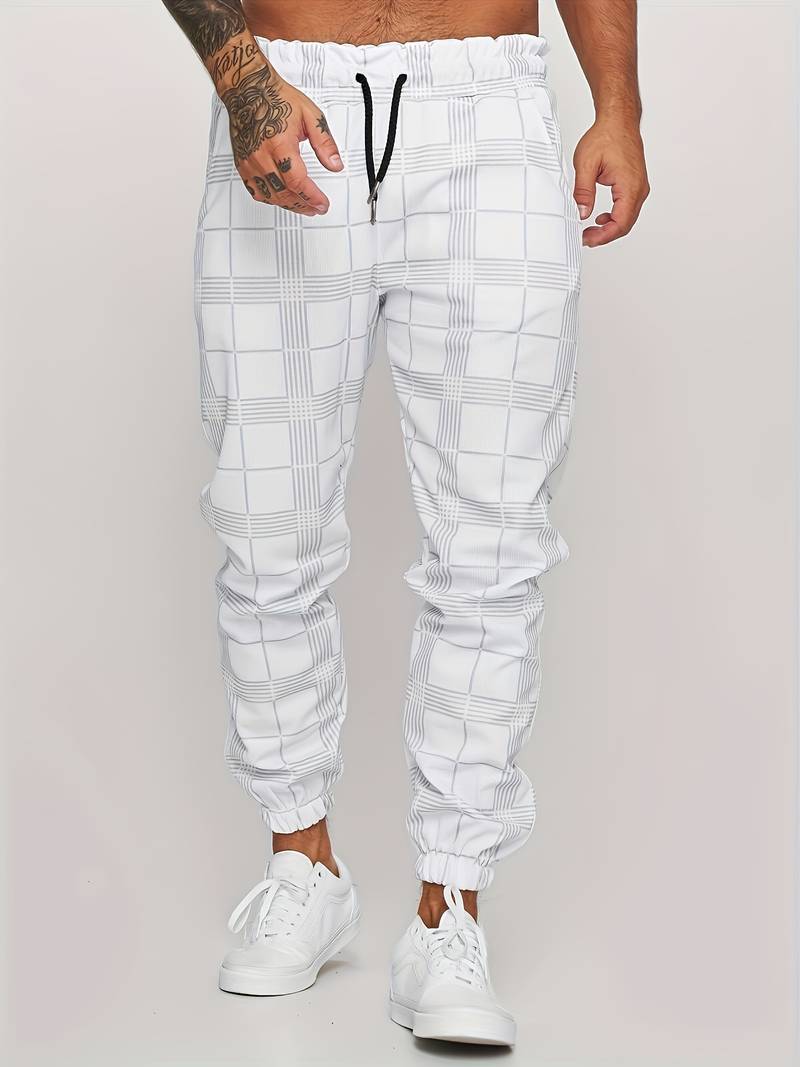 Men's Slim Fit Checkered Joggers