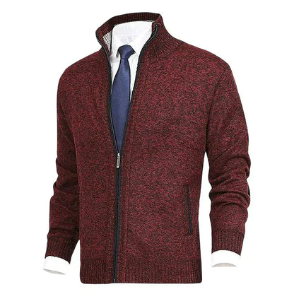 Knitted Zip Up Cardigan With Pockets - VibreMode