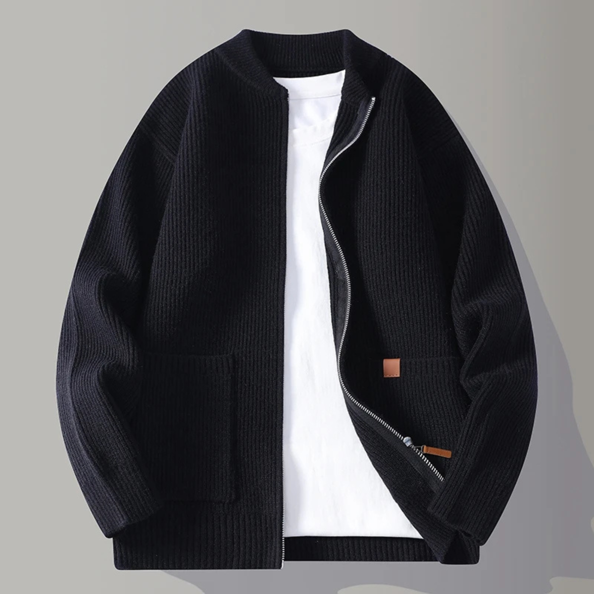 Men's Rib Knit Zip Cardigan