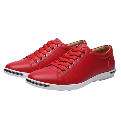 Comfortable Men's Leather Lace Up Sneakers