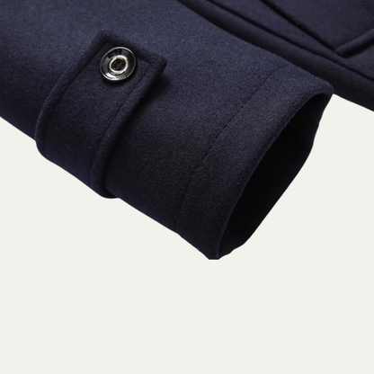 Men's Wool Blend Long Trench Coat Lapel Collar