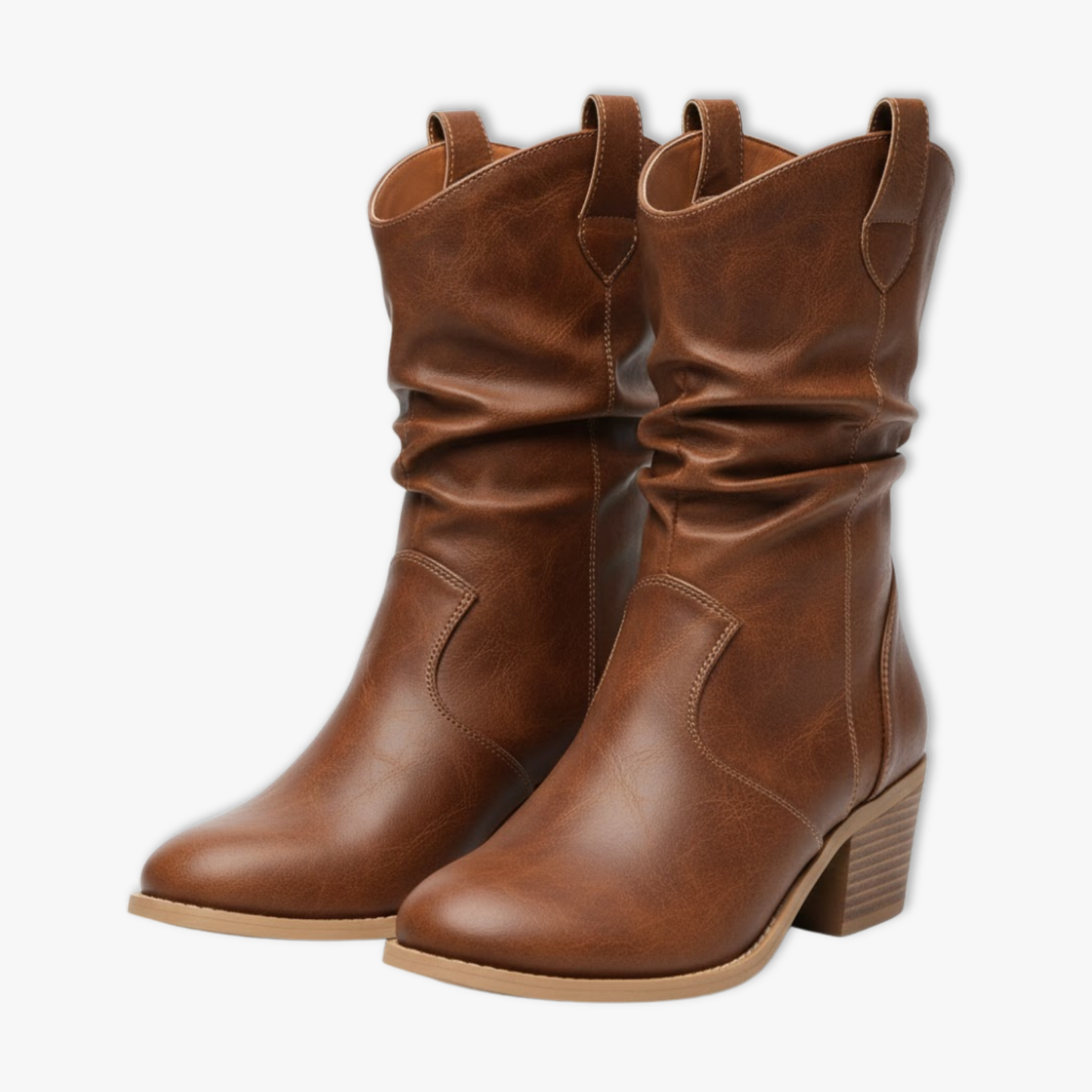 Trendy Ladies Mid Heel Western Denim Boots