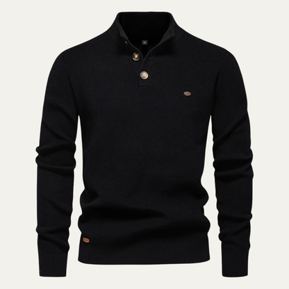 Vulcano Men's Turtleneck Sweater Mock Neck Button Up
