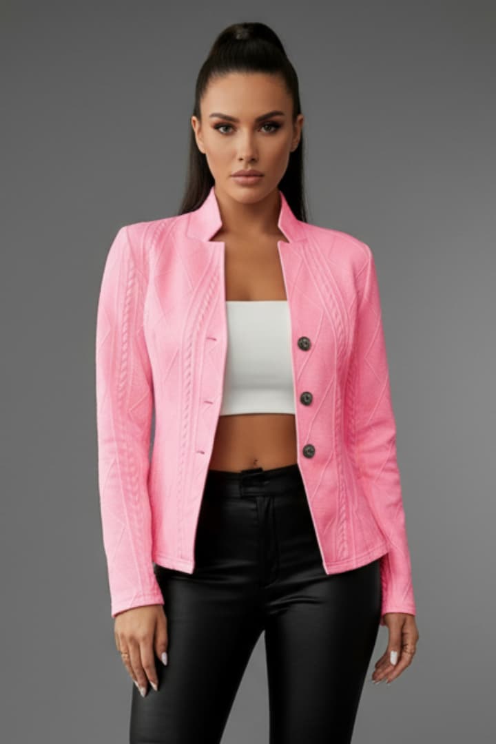 Women's Lapel Collar Blazer Button Front Closure