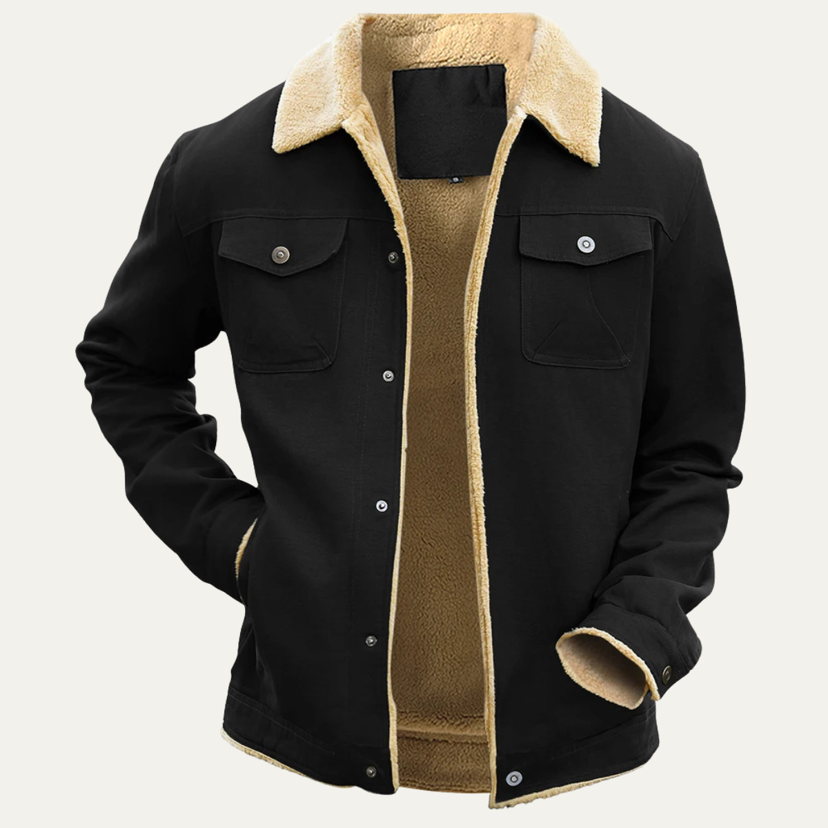 Men's Shearling Lined Jacket Warm Winter Sherpa Collar