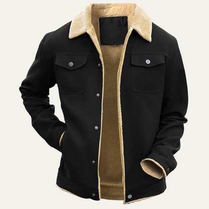 Men's Shearling Lined Jacket Warm Winter Sherpa Collar