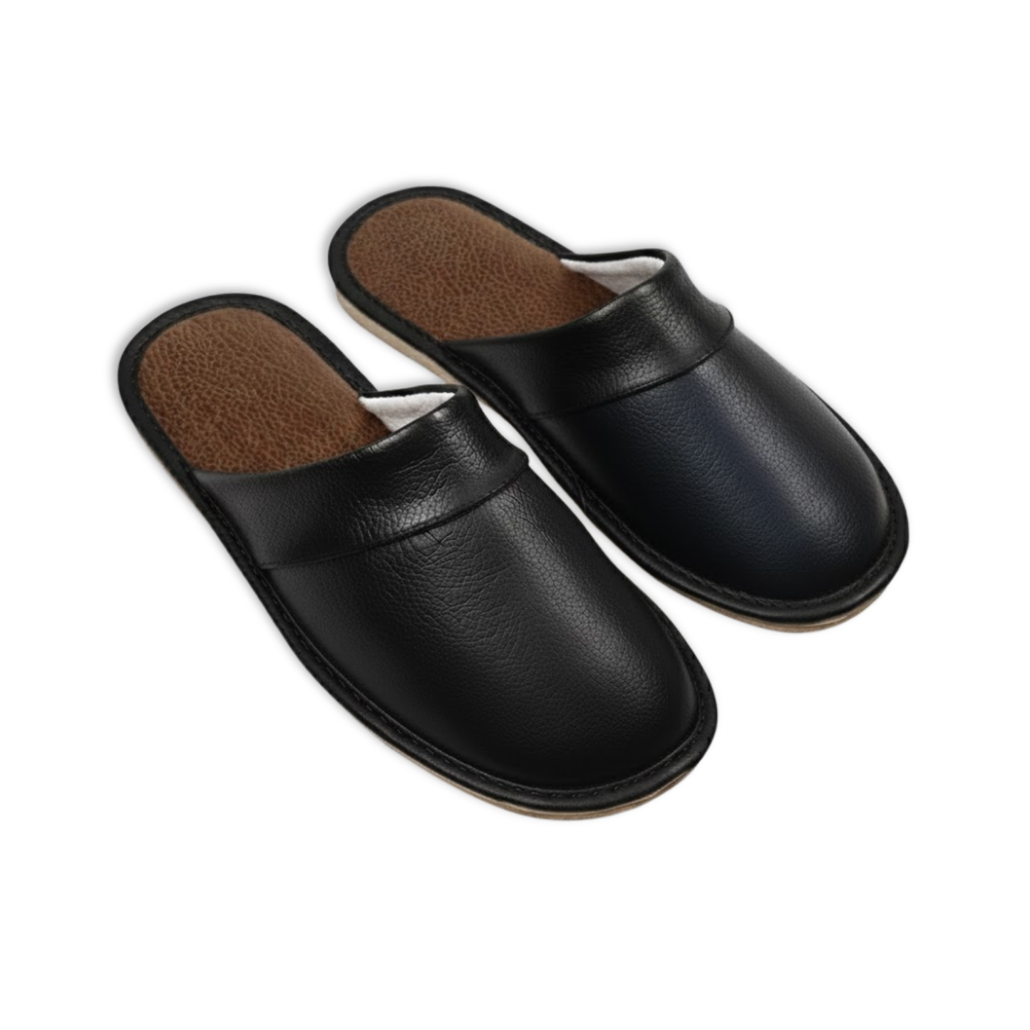 Comfortable Leather and Fabric Home Slippers