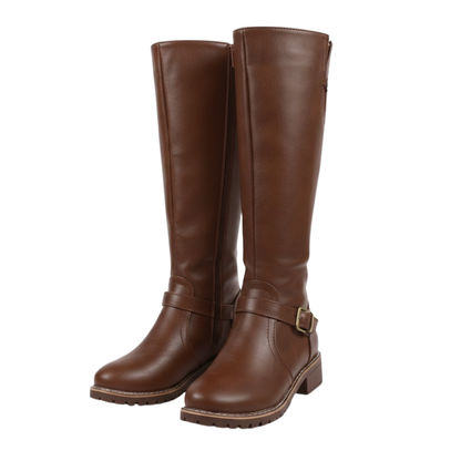 Tall Black Knee High Riding Boots Thick Heel