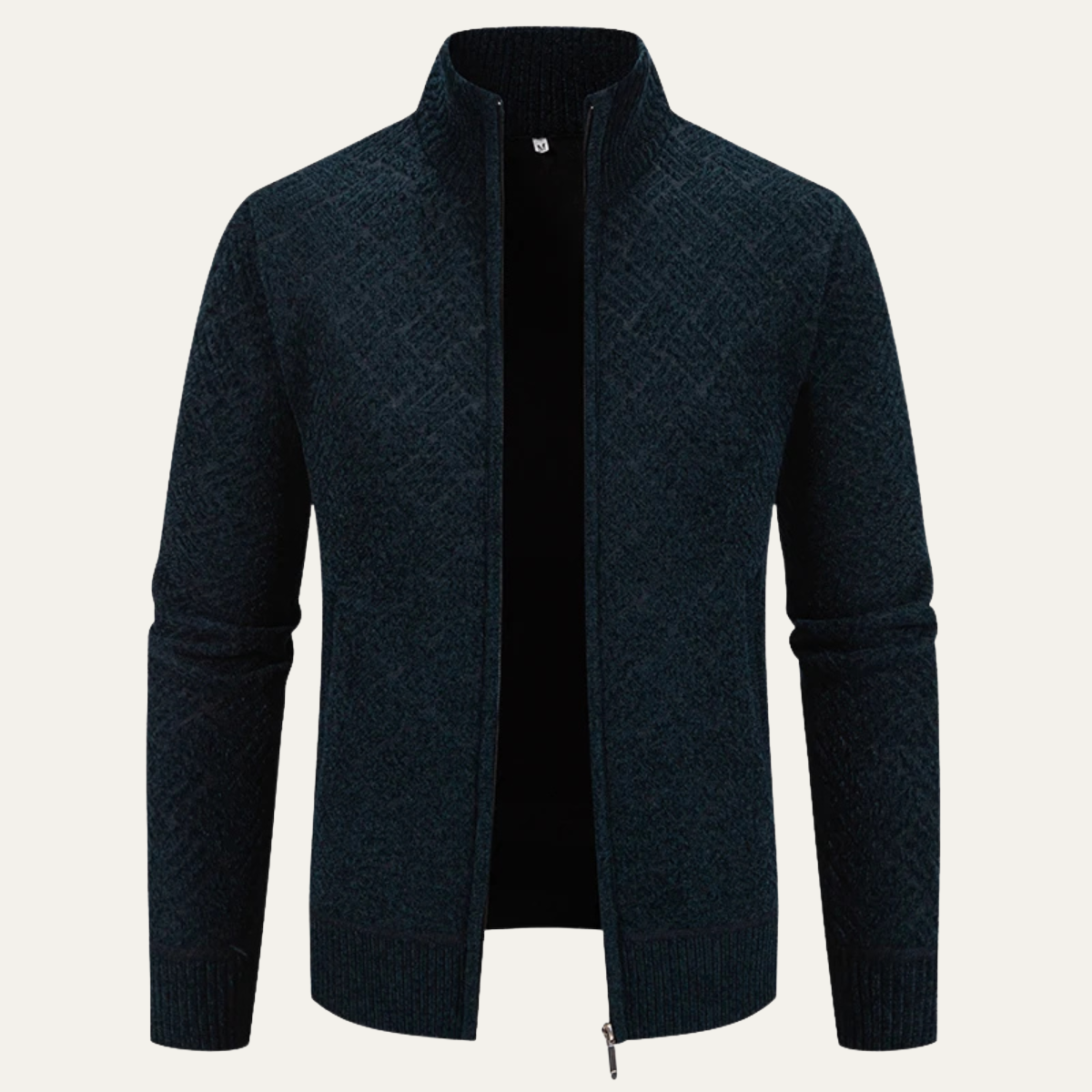 Men's Thick Knitted Full Zip Fleece Lined Jacket