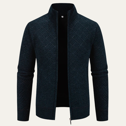 Men's Thick Knitted Full Zip Fleece Lined Jacket