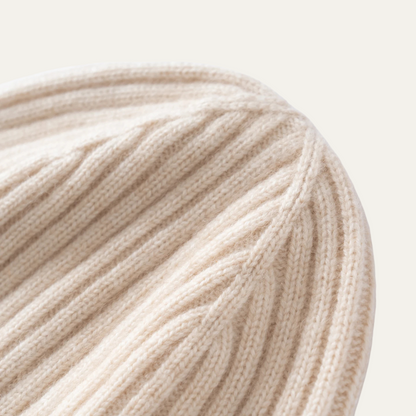 Men's Cashmere Beanie Ribbed Knit Black
