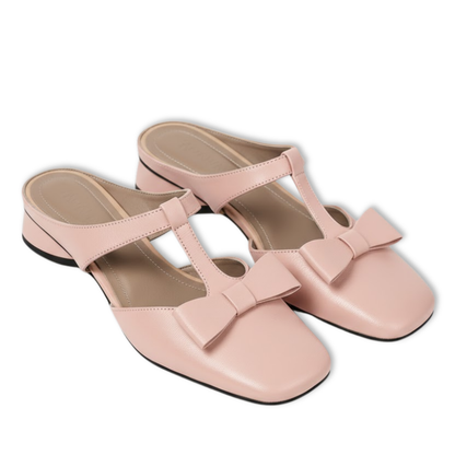 Glossy Black Buckle Slide Shoes