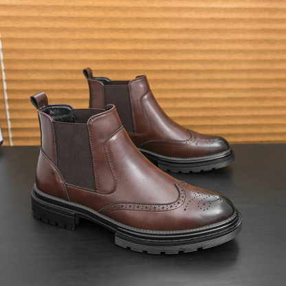 Men's Retro Chelsea Boots Anti-Slip Leather Black