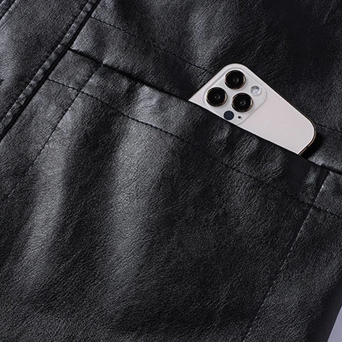 Men's Leather Winter Jacket Button Up