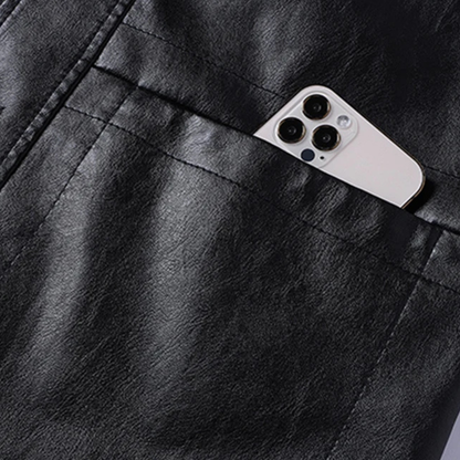Men's Leather Winter Jacket Button Up