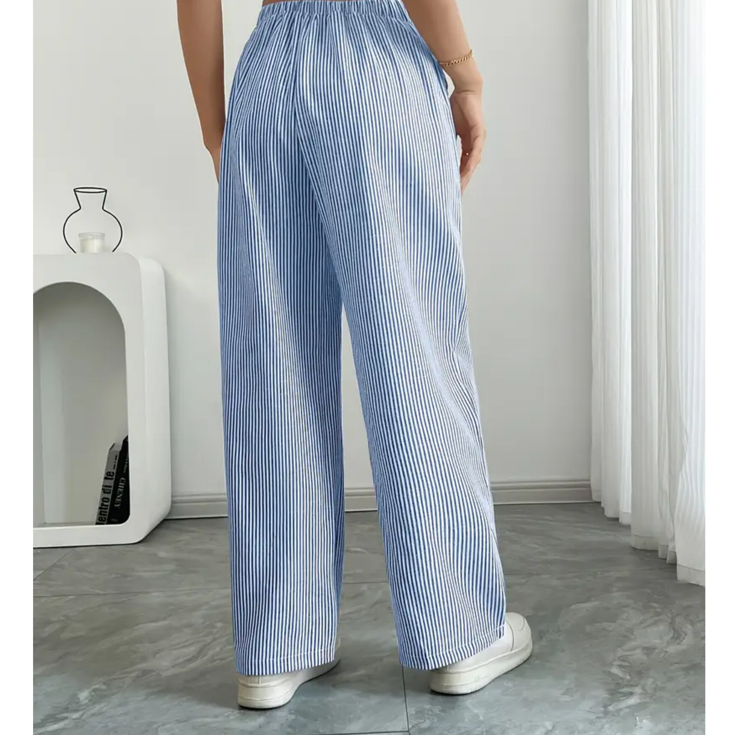 Comfortable Stripe Pants With Side Pockets