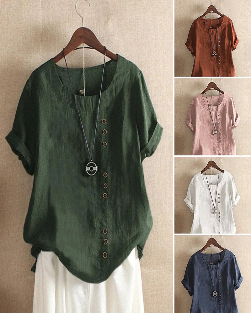 Relaxed Fit Short Sleeve Women's Casual Blouse