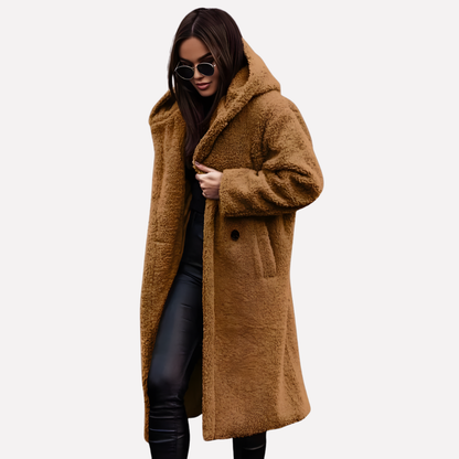 Women's Hooded Coat Button Closure