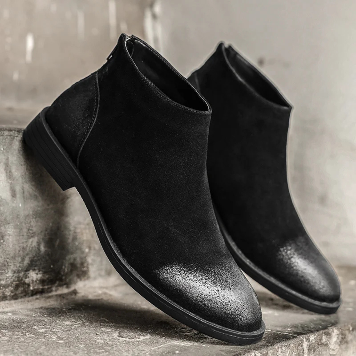 Men's Leather Suede Chelsea Boots Zipper Brown