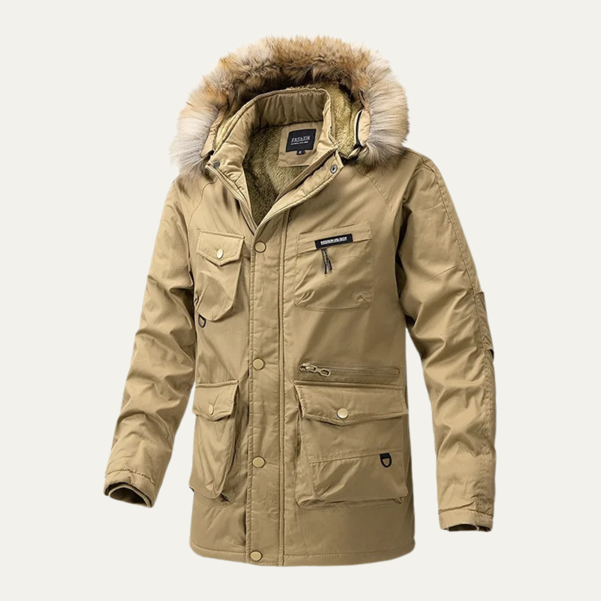 Men's Down Jacket Hooded Waterproof Multi Pocket