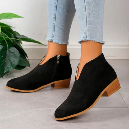 Chic Leopard Ankle Boots for Women with Zip