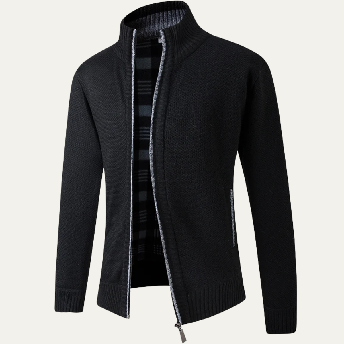Men's Knit Zip Cardigan Stand Collar