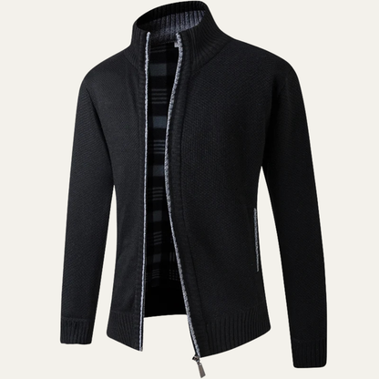Men's Knit Zip Cardigan Stand Collar