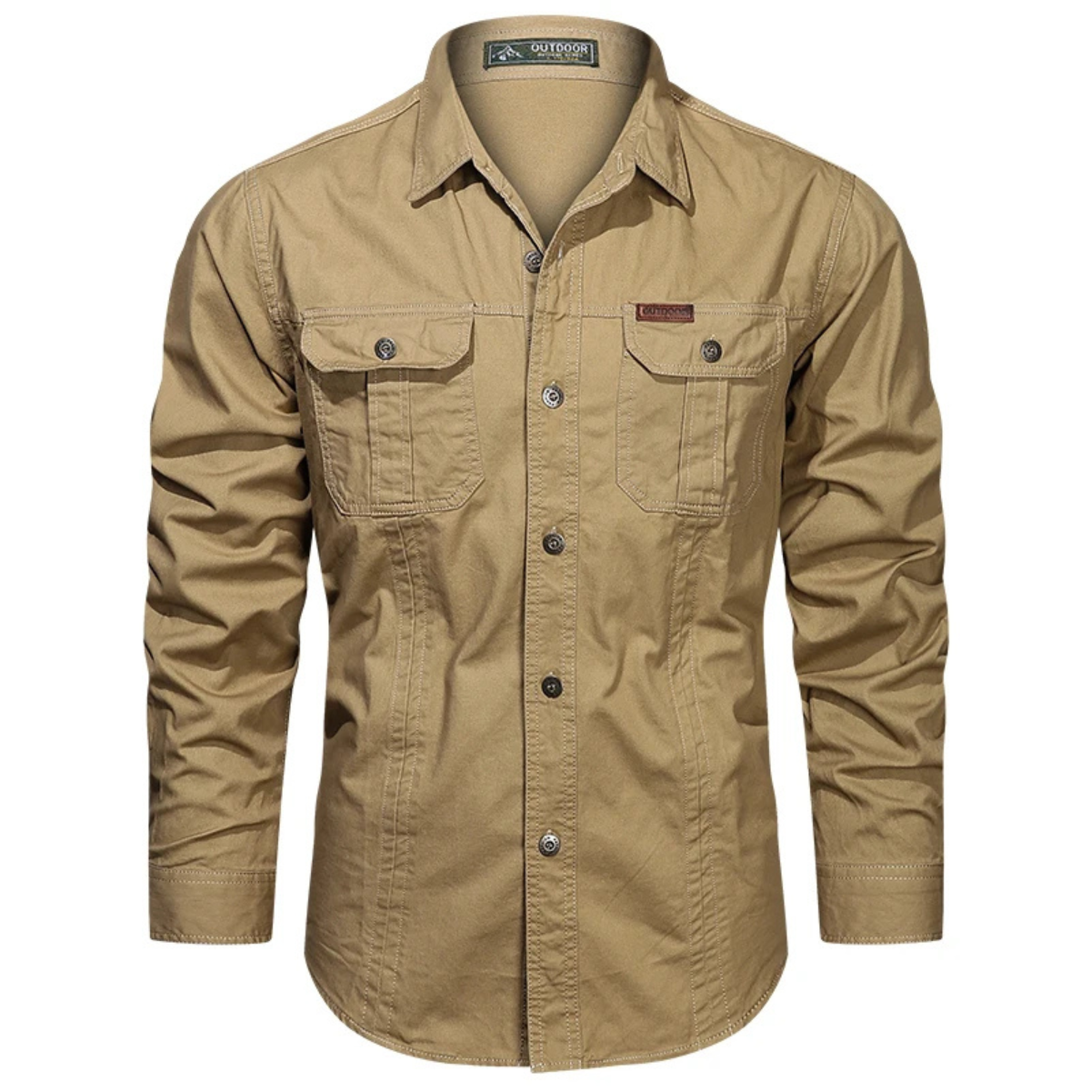 Men's Cotton Cargo Shirt Casual Button Up