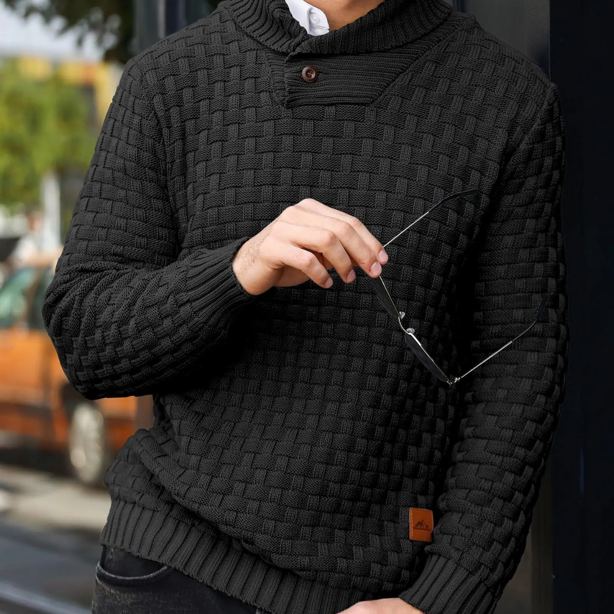 Men's Textured Knit Winter Sweater