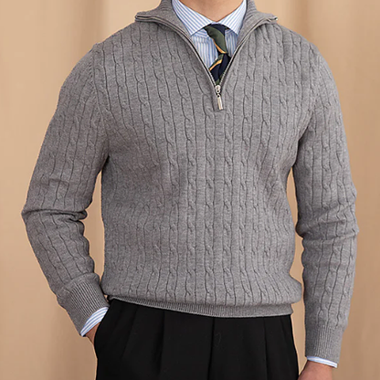 Men's Cable Knit Sweater Half Zip