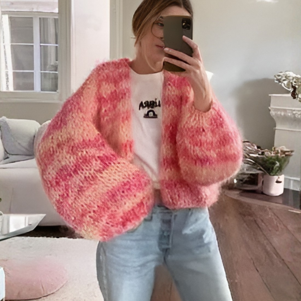 Women's Striped Open Front Cardigan Sweater