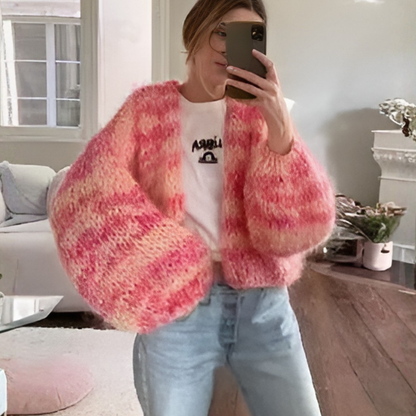 Women's Striped Open Front Cardigan Sweater