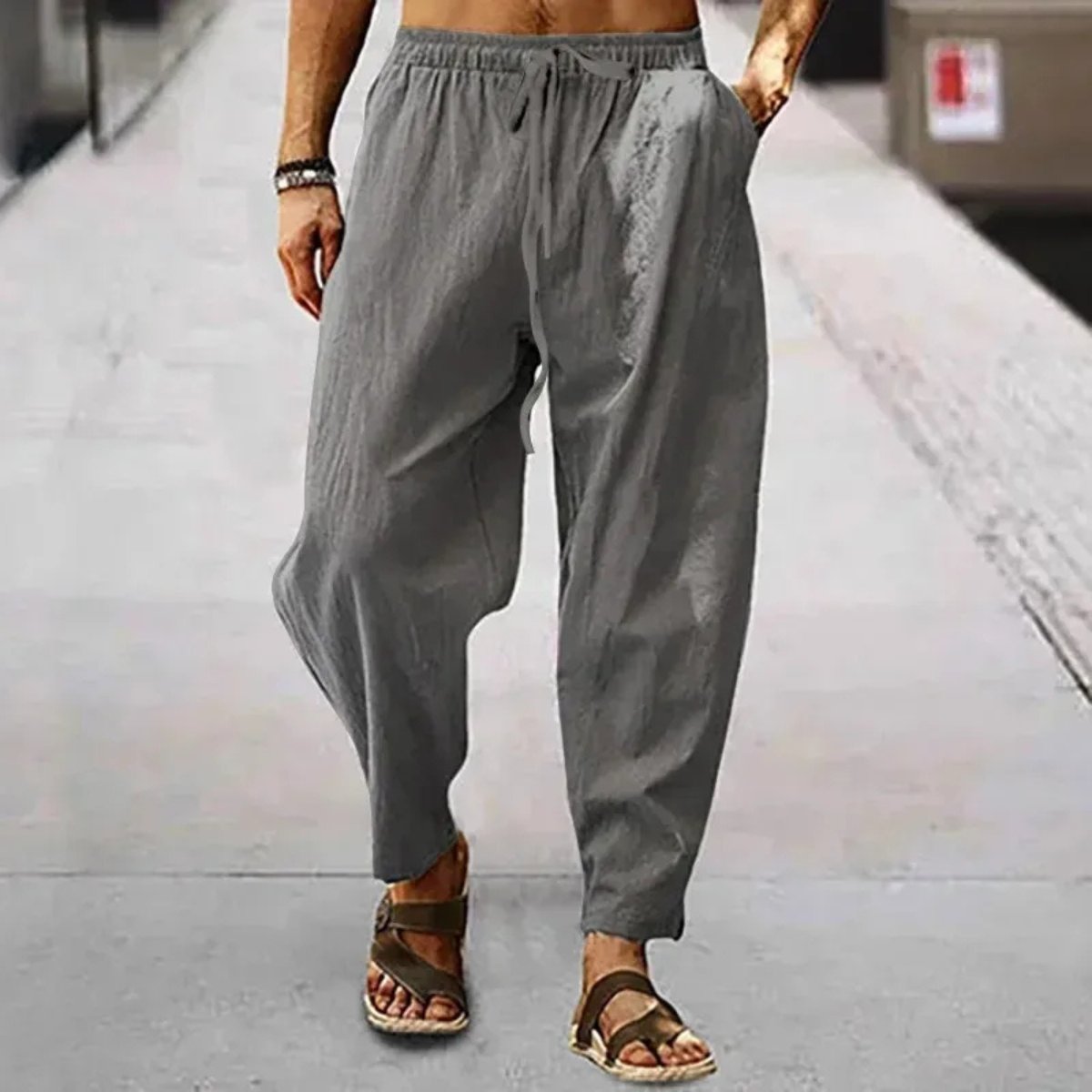 Men's Cotton Linen Wide Leg Pants