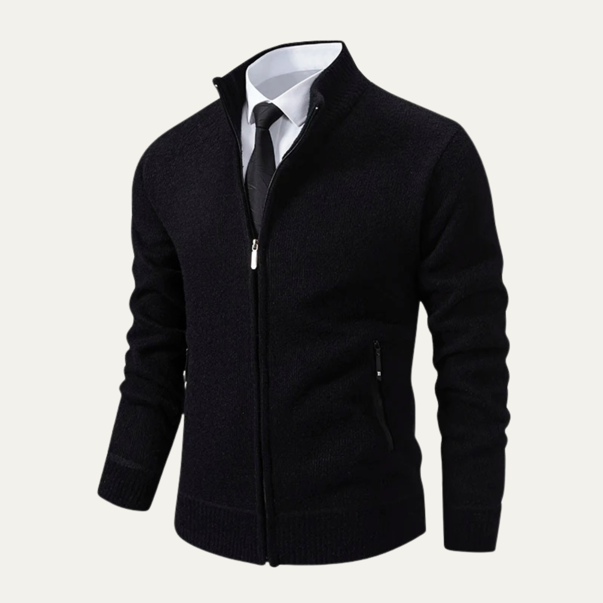 Men's Knit Zip Cardigan With Pockets