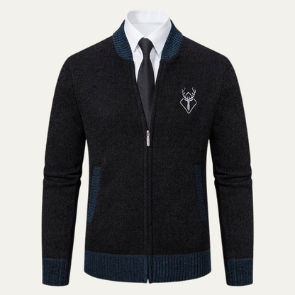 Men's Embroidered Zip Knit Sweater