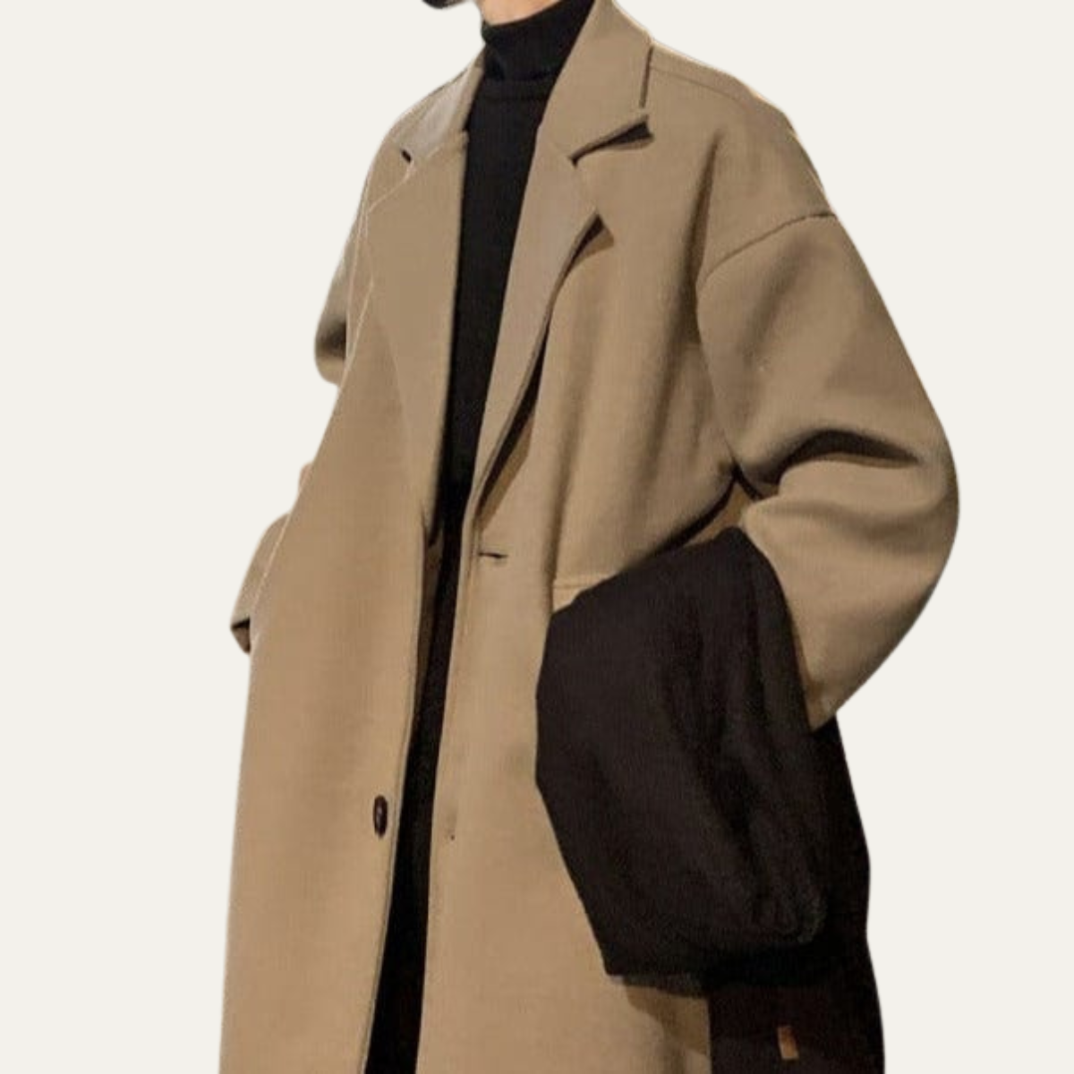 Men's Wool Coat Camel Wrap Style with Belt