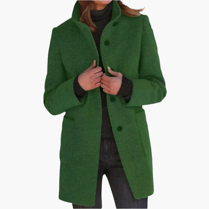 Women's Coat Stand Collar Pockets - VibreMode