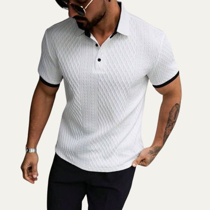 Cedarcrest Park Men's Textured Polo Shirt Contrast Collar
