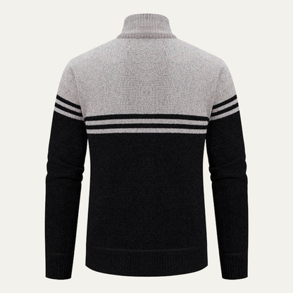 Men's Striped Fleece Lined Sweater Jacket