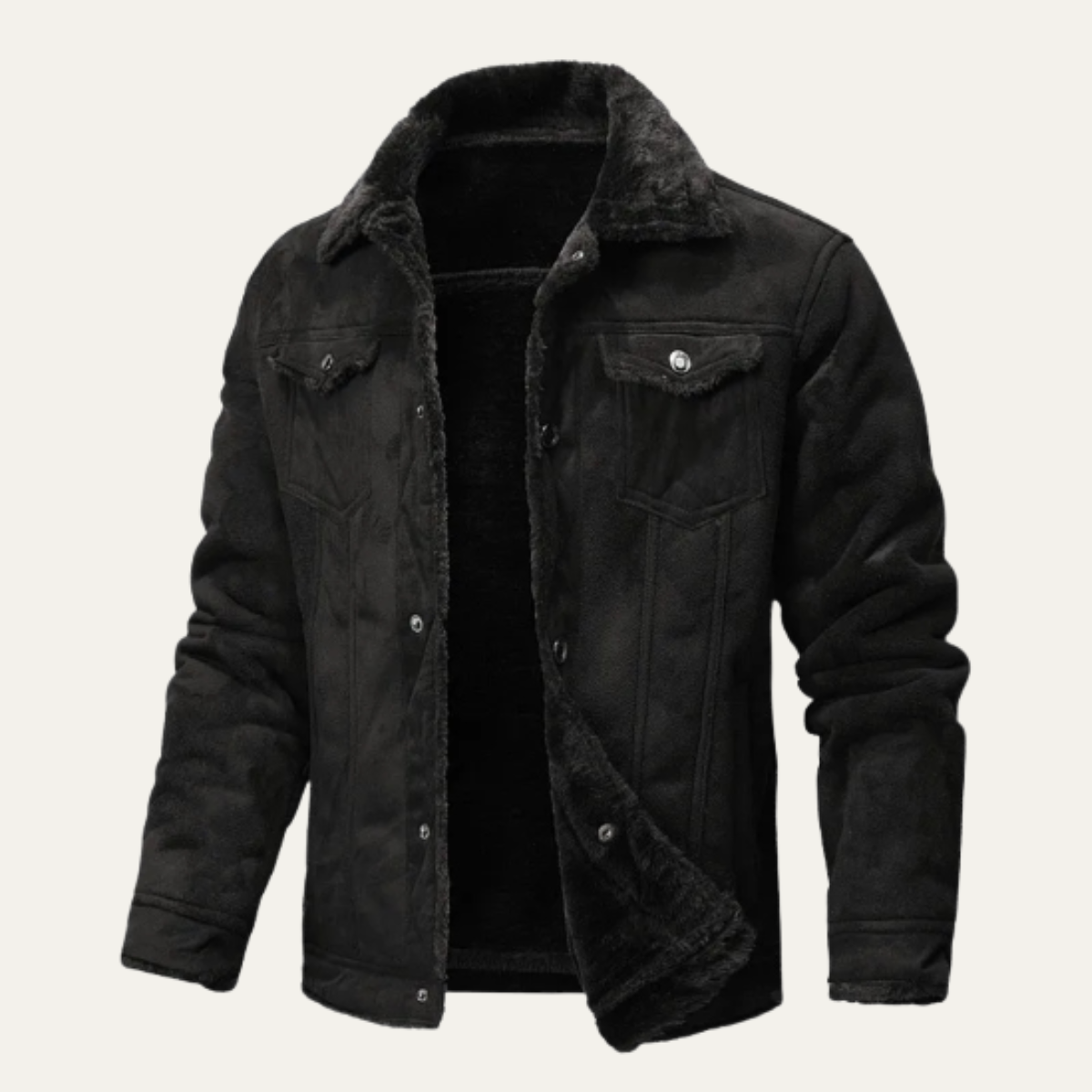Men's Leather Sherpa Jacket Warm Casual